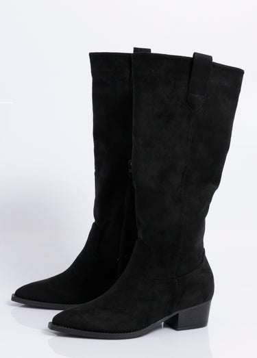 Bottes suédine pointues thème western Noir