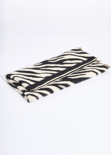 Echarpe fine à franches, motif zèbre Noir
