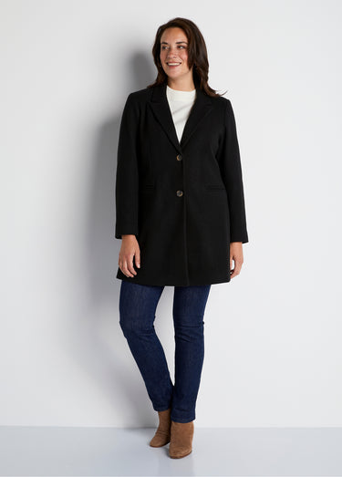 Manteau col tailleur aspect lainage Noir