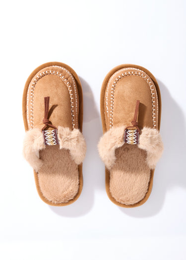 Mocassins fourrés, avec dessus suédine Camel
