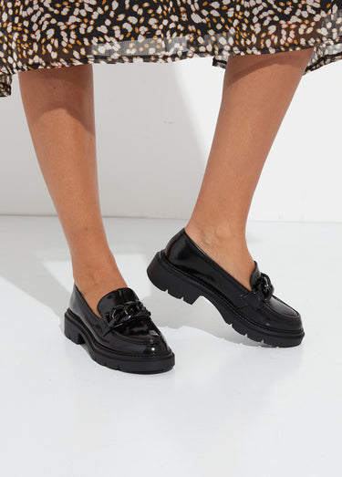 Mocassins style chunky, maillons métal Noir