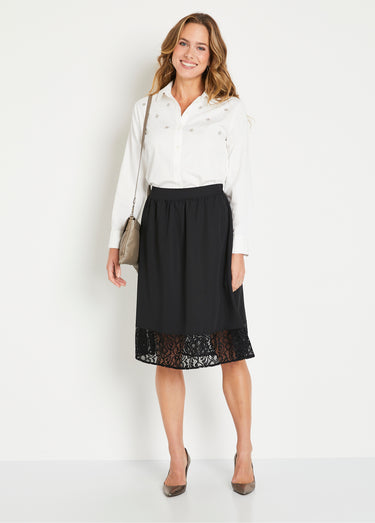 Chemisier droit boutonné coton uni bijoux Ecru