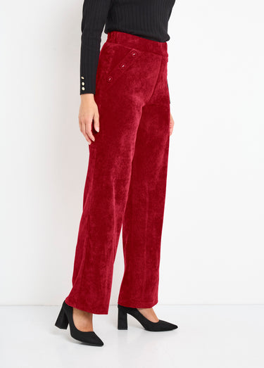 Pantalon large velours milleraies Cassis