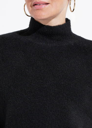 Pull col montant en maille duveteuse Noir