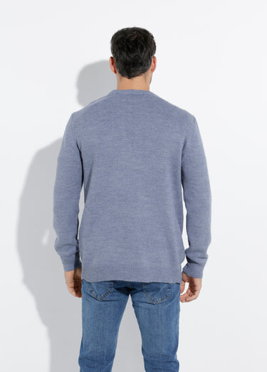 Pull chaud col rond en laine majoritaire Indigo