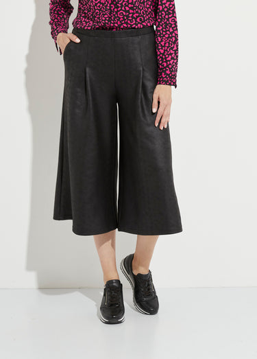 Jupe-culotte maille unie aspect peau Noir