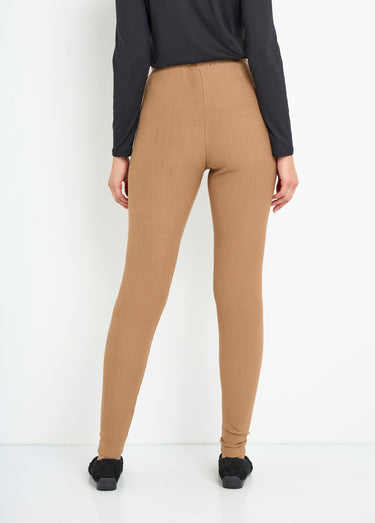 Legging côtelé taille élastiquée Camel