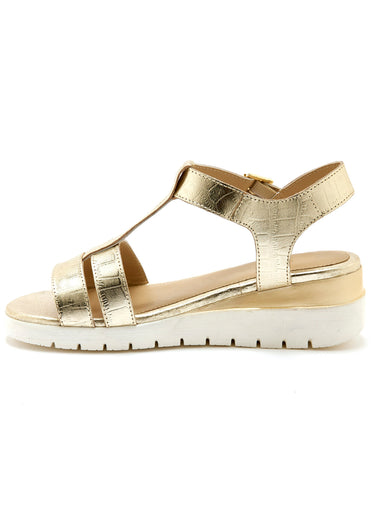 Sandales compensées cuir largeur confort Dore
