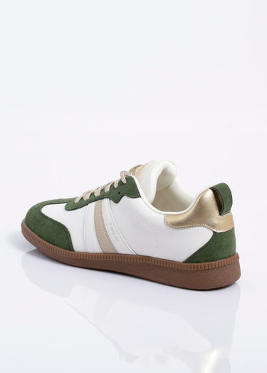 Sneakers style rétro, lacets métallisés Vert