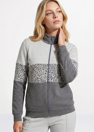 Veste détente zippée molleton col montant Gris
