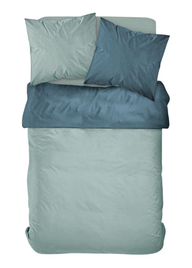 Parure percale de coton, 240 x 220cm Paon/Céladon