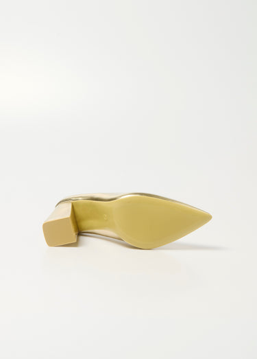 Escarpin talon haut et large finition lisse Dore