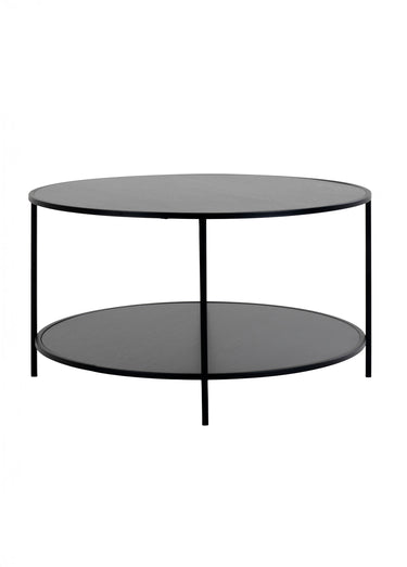 Table basse ronde en métal, 2 niveaux Noir