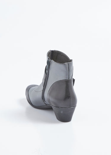 Boots zippées cuir talon décroché Gris