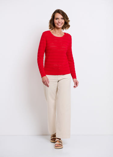 Pull doux col rond manches longues Rouge