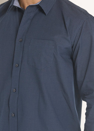 Chemise foncée coton détails contrastants Bleu Marine
