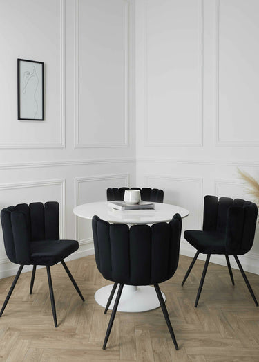 Chaises velours dossier capitonné 1G Noir