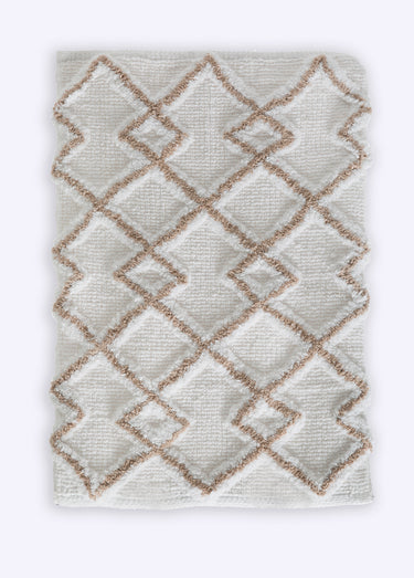 Tapis salle de bain inspiration ethnique Blanc/Beige