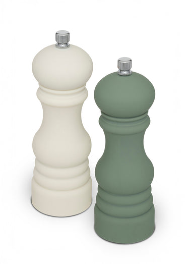 Set 2 moulins à épices fini mat soft touch Crème/Sauge