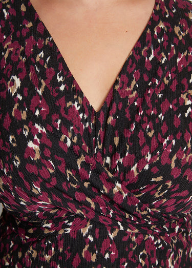 Robe courte cache-coeur en maille Imprime Prune