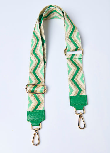 Bandoulière tissée chevrons pour sac à main Vert
