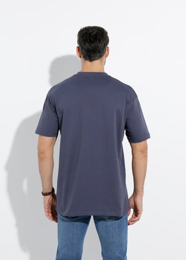 T-shirt col rond en coton épais Marine