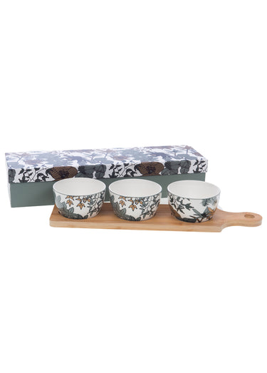 Coffret 3 bols Nature + planche bois Vert