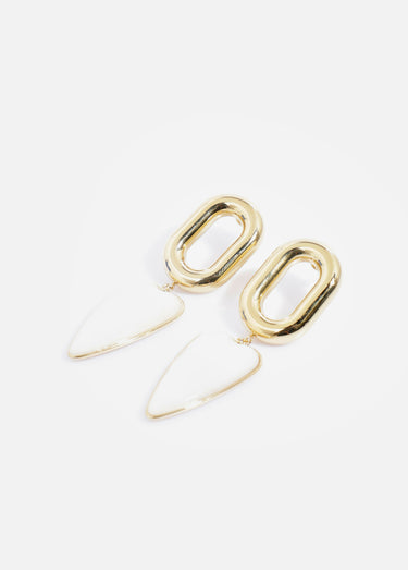 Boucle d'oreilles cœur en acier inoxydable Dore/Blanc