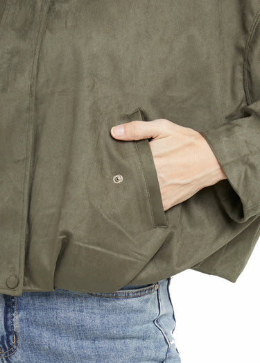 Blouson zippé suédine taille resserrée Kaki