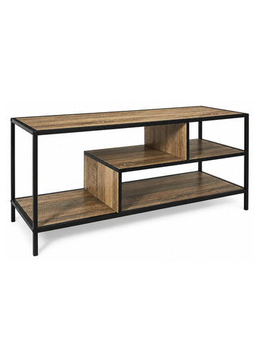 Banc TV design escalier bois/métal EDISON Marron/Noir