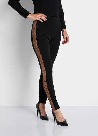 Legging taille élastiquée côtés brillants Noir