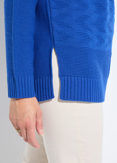 Pull-tunique col rond manches longues Bleu