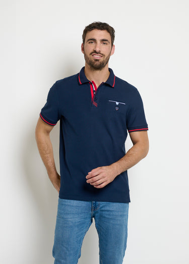 Polo manches courtes détails contrastants Marine
