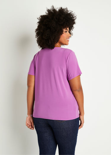 T-shirt manches courtes uni ou imprimé Uni Violet