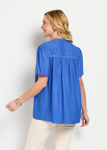 Chemiser boutonné uni ample Bleu