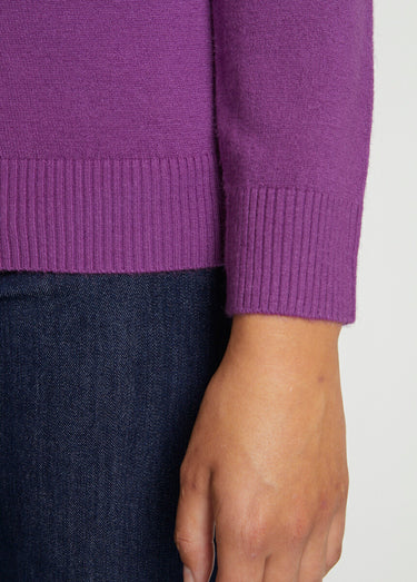Pull doux col V manches longues Violet