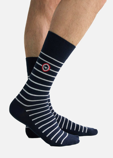 Chaussettes mi-mollet en coton résistant Raye Marine