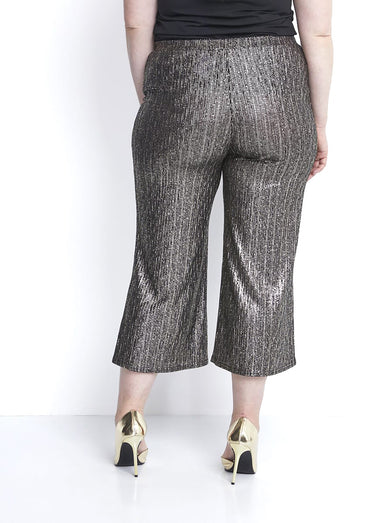 Jupe-pantalon taille élastiquée en maille Noir/Dore