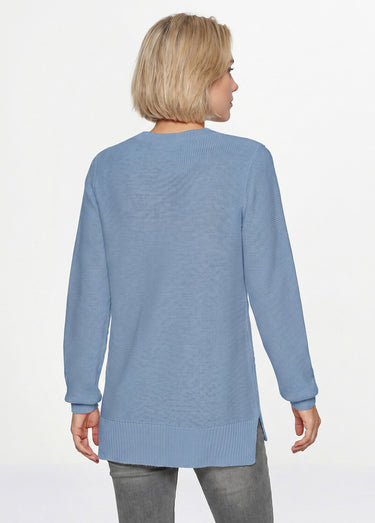 Pull-tunique jersey envers et torsades Bleu Grise