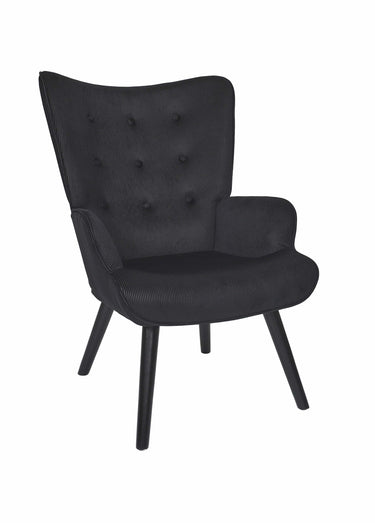 Fauteuil velours et dossier capitonné 1N Noir