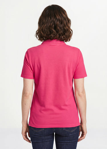 T-shirt maille piquée coton col polo Fuchsia