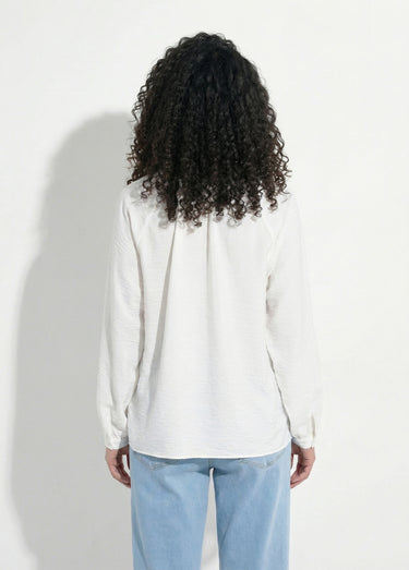 Chemisier raglan ample col V boutonné Ecru