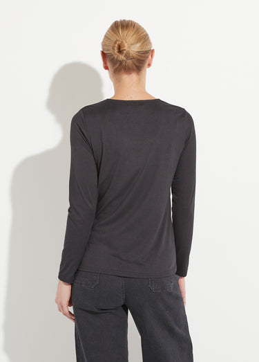 T-shirt col danseuse manches longues Noir