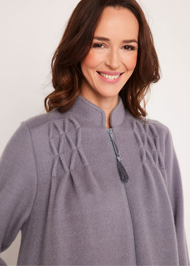 Peignoir zippé maille Courtelle® Gris Perle