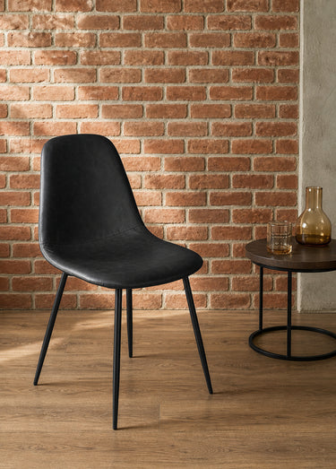 Set 4 Chaises assise coque en simili cuir Noir