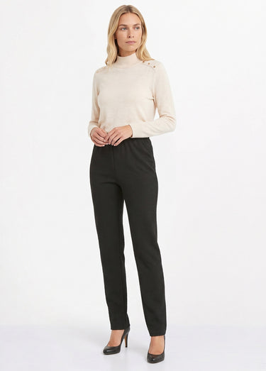 Legging droit ceinture élastiquée avec laine Uni Noir