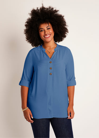Tunique ample longue manches 3/4 Indigo