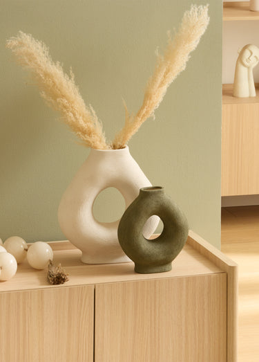 Vase en céramique brute BREA, foncé Vert
