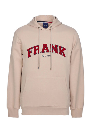 Sweat shirt à capuche, logo bouclette Beige