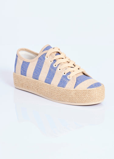 Baskets semelle plateforme façon corde Raye Bleu